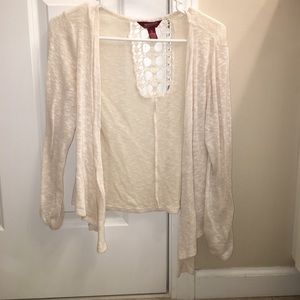 cream cardigan